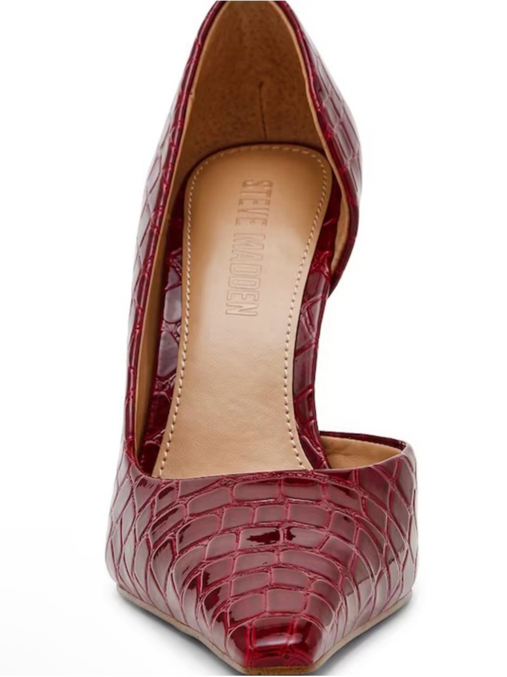 Steve Madden Burgundy Croc-Embossed Pointed Toe Pump
